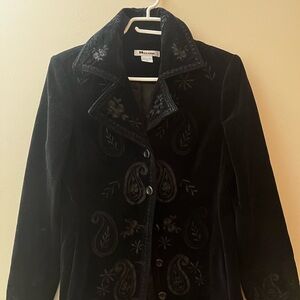 Peter Nygard Black Floral Embroidered Jacket